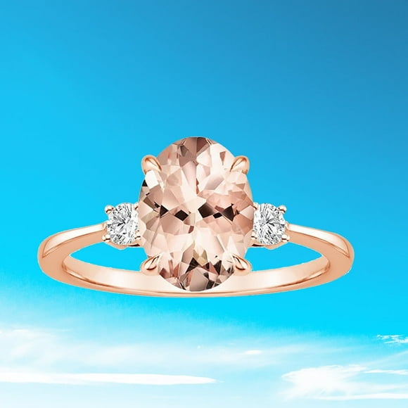 Biplut Egg Faux Morganite Rhinestone Inlaid Finger Ring Women Fashion Wedding Jewelry
