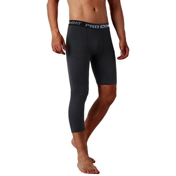 Men's One Leg Compression Capri Tights Base Pants Layer Athletic Basketball  C4Y1 