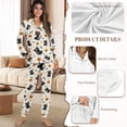 thumbnail image 6 of DISNIMO Cat Bat Pumpkin Printed Women's 2 Piece Pajama Set Halloween Sleepwear Long Sleeve Nightwear with Long Pajama Pant Button Down Ladies Lounge Sets, 6 of 7