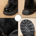 thumbnail image 5 of GobdXE Girls Solid Tall Combat Boots Lace Up Side Zipper Glossy PU Upper Non Slip Thick Lug Sole Size:8-9 Years, 5 of 9