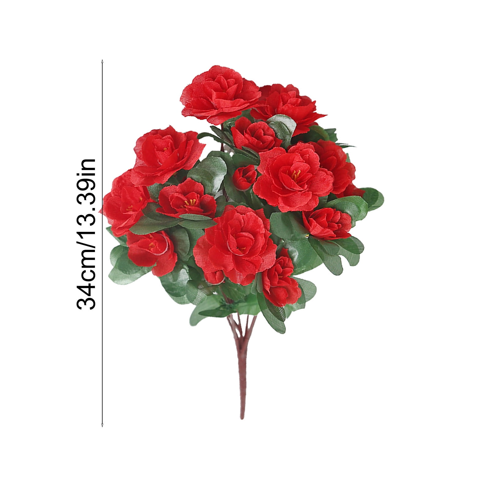 Artificial Fake Flowers for Outdoors Spring Outside Decoration, 1 Bundles Silk Azalea Faux Plants UV Resistant Realistic Outdoor Flowers for Planter Porch Patio Garden Walkways Home, Red