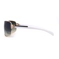 thumbnail image 3 of Mens European Fashion Oversized Curved Shield Sport Metal Rim Sunglasses Gold White - Green Smoke, 3 of 4