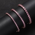 thumbnail image 3 of 3-5MM Pink Tennis Bracelets for Women 18K Gold Plated Classic Simulated Diamond Tennis Bracelet Round Cut CZ Bracelets for Women Wedding Bridal Prom Jewelry Bracelets, 3 of 7