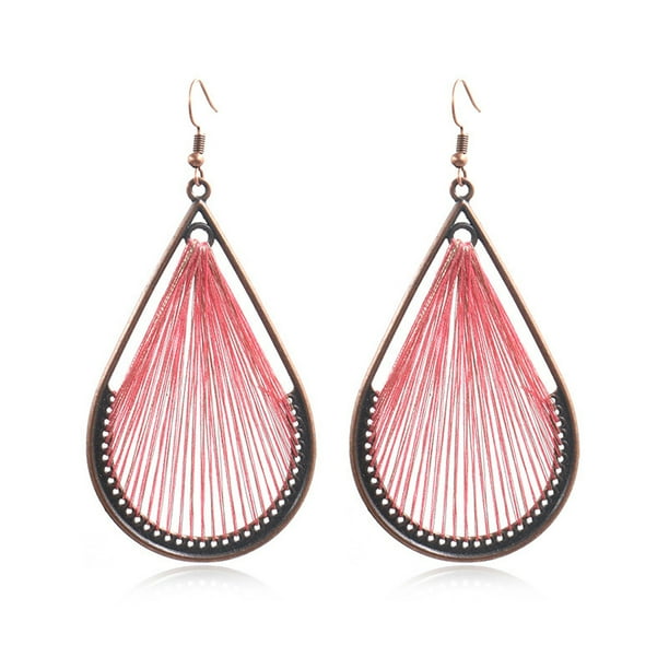 Pendientes cadena moderna sweethay 2 uds mujer oreja larga colgante rojo