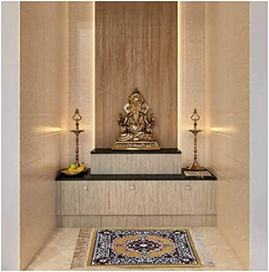 Polyester Fabric Yellow Meditation Prayer Mat (Approx. 24 x 24 Inch) Multi-Purpose Meditation Mat/Rug, Religious Spiritual Items, Home Aasan/Yoga/Meditation