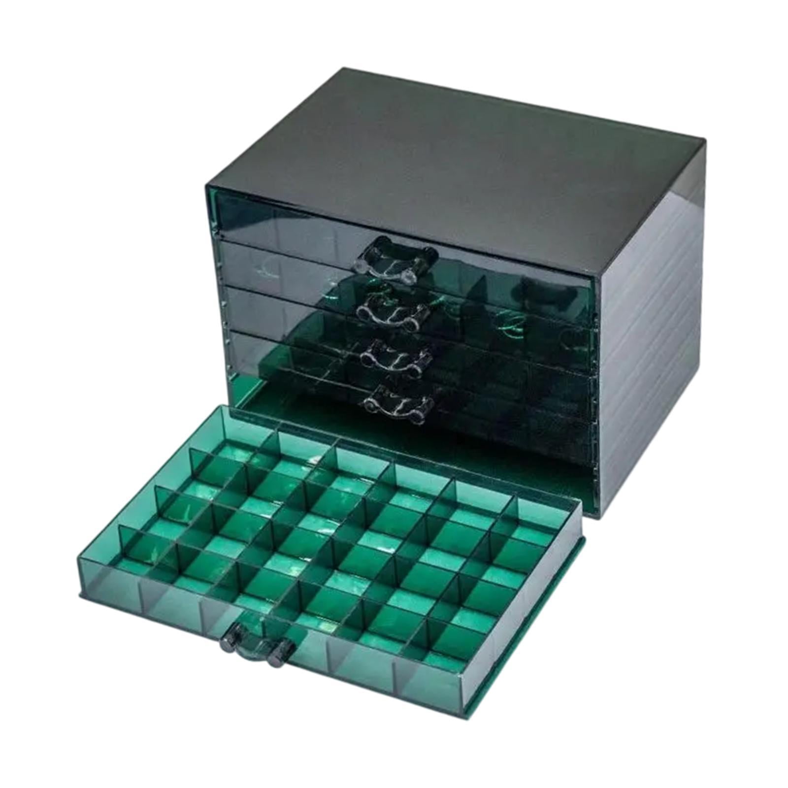 Milageto Nail Arts Storage Box 120 Jewelry Organizer for Earring Beads Glitters Dark Green