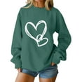 thumbnail image 1 of SOMOWI Chandail de la Saint-Valentin pour Femmes Sans Capuche Col Rond Manches Longues Décontracté chandail Doux Tricot Vert Foncé Graphique Automne Hauts L, 1 of 4