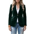 thumbnail image 2 of Womens Velvet Blazer Vintage Button Long Sleeve Jacket Casual Lapel Open Front Cardigan Business Office Suit Jacket Green S, 2 of 5