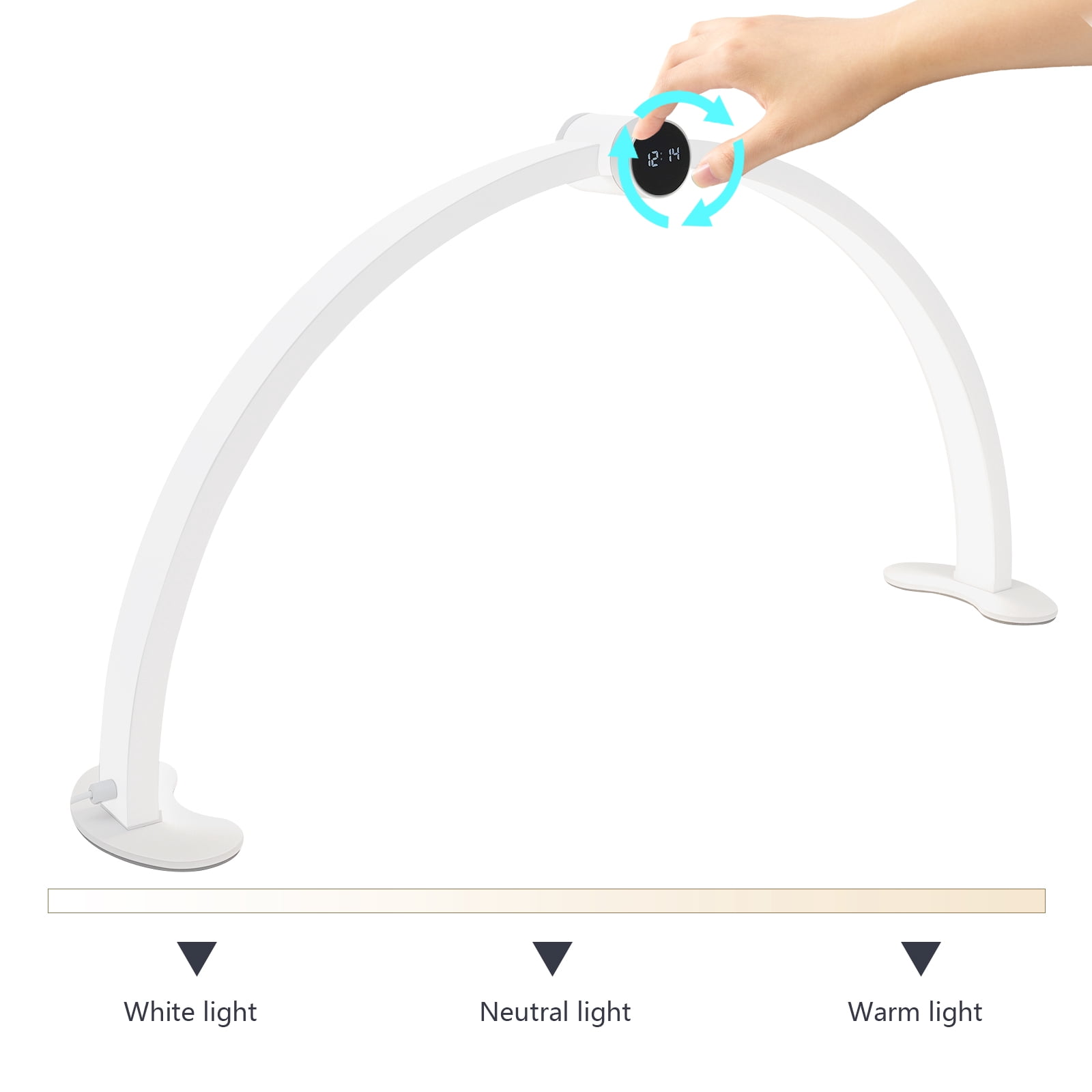 Wildnix Half-Moon Nail Desk Lamp with 45W LED, Adjustable Brightness and Color Temperature, 3000LM, Touch Screen Control for Nail Art Precision