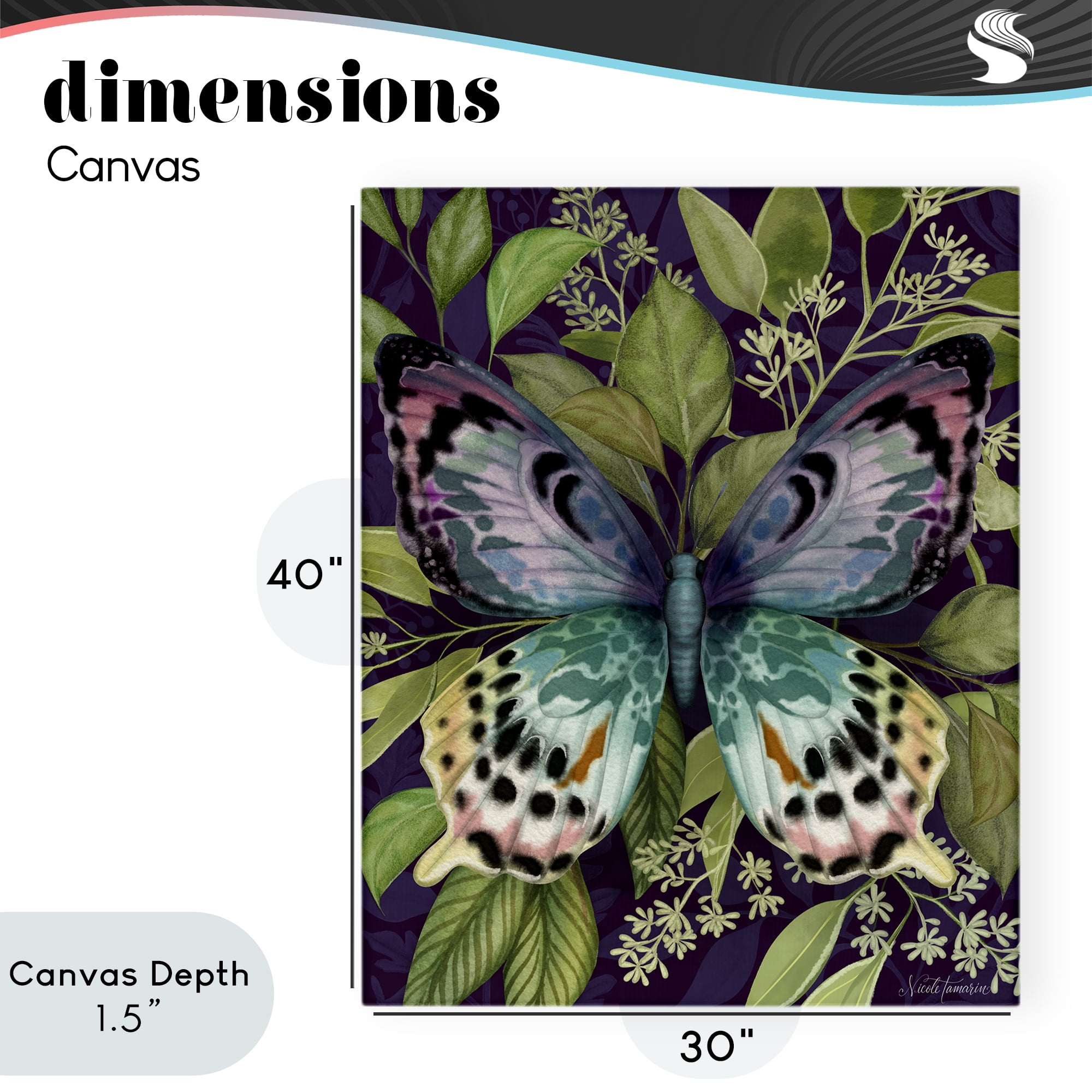 Stupell Industries Midnight Garden Butterfly Canvas Wall Art, design by Nicole Tamarin