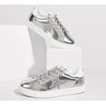 thumbnail image 5 of LUCKY STEP Stylish Star Low Top Lace Up Sneaker Comfort Walking Shoes,Silver PU,Womens, 5 of 10