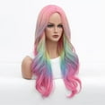 thumbnail image 2 of Rainbow Wig Soft Loose Curly Hair 24 Inches Long Holiday Synthetic Wig for Girls Daily Wear, 2 of 5