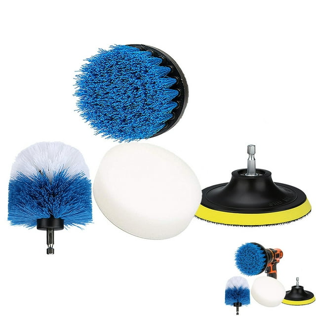 Oleegame 1 Pce Brosse de Nettoyage 4 Pcs Brosse à Récurer Outil de Nettoyage Puissant pour Perceuse Kit de Brosse pour Joints de Nettoyage Combo Fournitures de Nettoyage Parfaites Bleu
