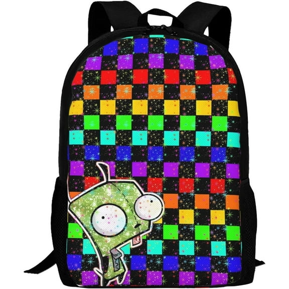 Backpacks Invader Anime Zim Adjustable Laptop Backpack Double Shoulder Bag for Women Men Climbing Shopping Work