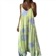 thumbnail image 2 of Vestido Bohemio de Verano con Tirantes Finos, Sin Mangas, con Cuello en V, Estampado Floral, para Mujer, Amarillo M, 2 of 10