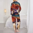thumbnail image 3 of KLL Cultural Silhouette Journey Print Women's Long Sleeve Pajamas with Pants Sleepwear Loungewear 2 Set-Small, 3 of 8