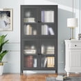thumbnail image 3 of 59" Metal Storage Cabinet Display Cabinet with 4 Glass Doors & 4 Shelves,Cabinet Bookcase Side Cabinet for Home Office Living Room,Black 01, 3 of 8