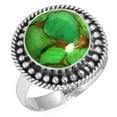 thumbnail image 1 of 925 Sterling Silver Ring For Women - Teens Copper Green Turquoise Gemstone Silver Ring Size 7.5 Elegant Silver Ring Size 7.5 Thanksgiving Gift For Girl Friend Gemstone 925 Silver Jewelry, 1 of 6