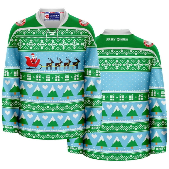 Christmas Santa's Sleigh Ugly Sweater Hockey Jersey