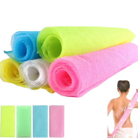 Bath Net Sponge Loofah Washcloth,Multicolor Back Scrubber for Body Shower Deep Cleans,35.4x11.8In Shower Tool for Men & Women