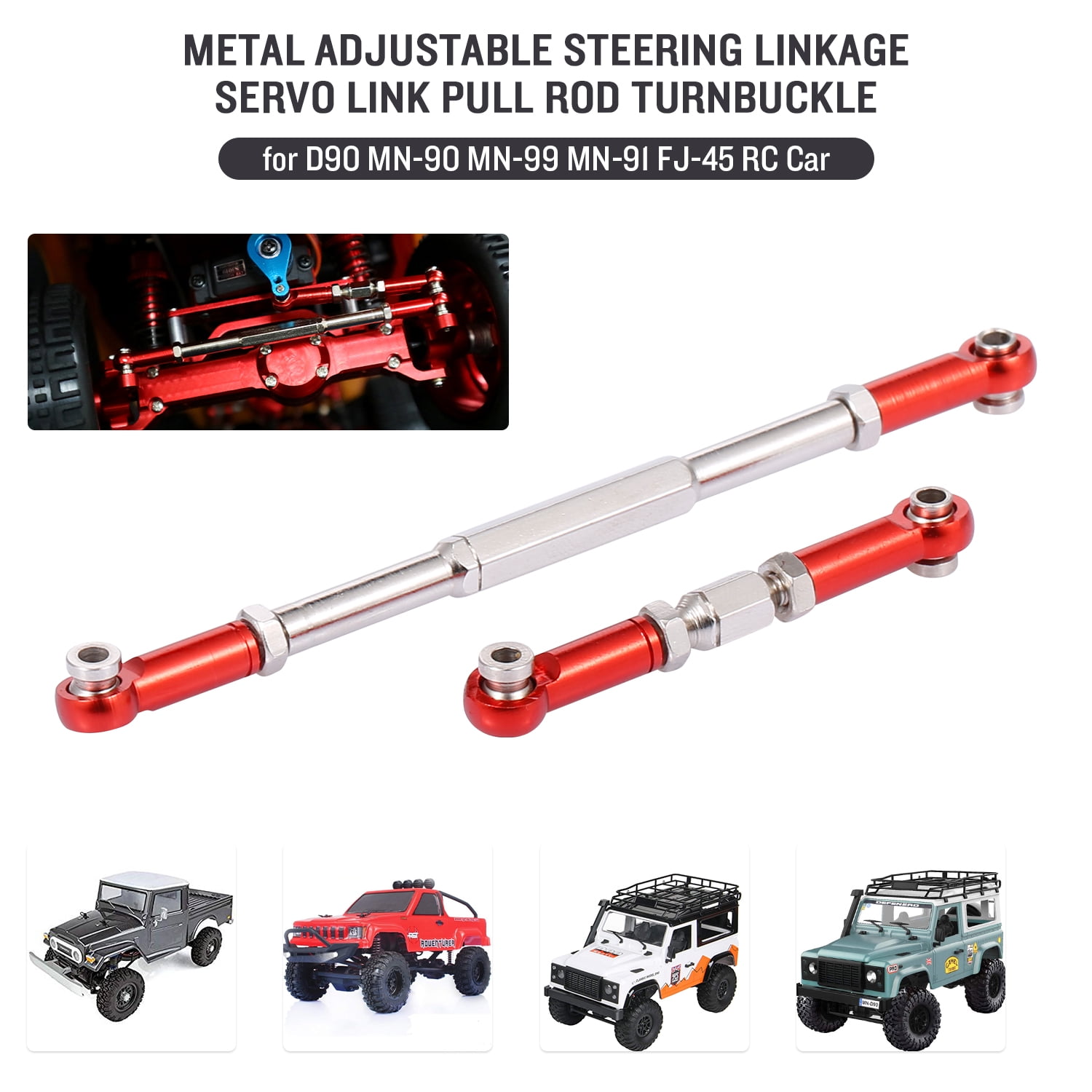 RC Car Servo Steering Linkage for 1:10 RC Cars Axial SCX10 90046 TRX4 D90 Parts 
