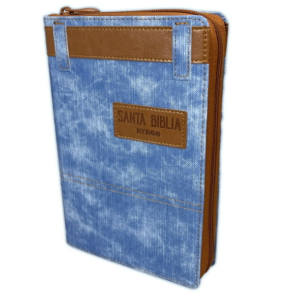 Biblia Letra Grande 12 puntos con Cierre RV1960 imit piel azul y cafe con indice