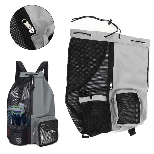 AKEGAMN Clearance! Mesh Beach Backpack Adjustable Shoulder Strap Lightweight Breathable Mesh And PVC Swim Mesh Backpack For Gym Swimming Rope Bag: Using dry and layer pocket design, the use of high