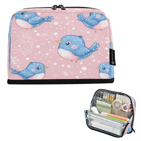 DIXRUYEE Pencil Case Large Capacity Pencil Bag simple Whimsical Winter Blues Pattern