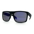 thumbnail image 4 of Mens Color Mirror Soft Matte Flat Top Sport Horn Rim Rectangle Sunglasses Matte Black - Purple Blue Mirror, 4 of 8