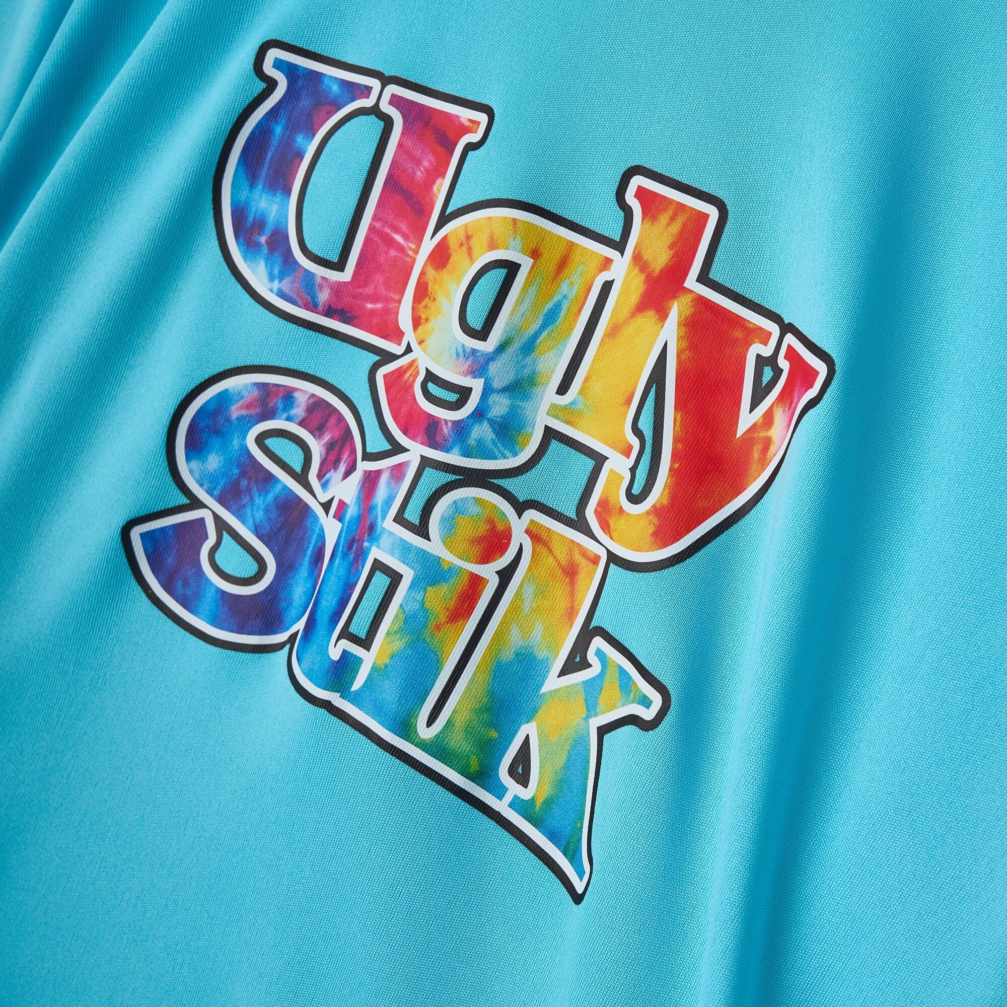 Ugly Stik Youth Tie Die Logo UPF Sun Shirt, Size S (Neon Blue)
