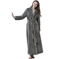 thumbnail image 1 of Women's Plush Fleece Robe with Elastic Waist Design Long Warm Solid Bathrobe Dressing Nightgown, 1 of 5