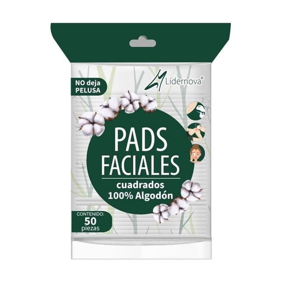 Pads faciales Lidernova Pads cuadrados 7.5 x 7.5 cm c/50 pzas