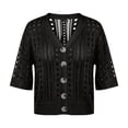 thumbnail image 6 of Lixiuxyad ‌Women's Crochet Shrug Cardigan Short Sleeve Open-Front Lace Button Down Knit Cardigan,Black, 6 of 6