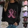 thumbnail image 5 of WREESH Women's Fall Crewneck Sweatshirt Pink Ribbon Graphic Crewneck Pullover Tops Brown, 5 of 5