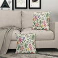 thumbnail image 3 of Spring Summer Botanical Print Pillow Covers 20x20 Set of 2 Vintage Purple Pink Green Floral Butterfly Plant Decorative Throw Pillow Cases Outdoor Farmhouse Decor for Sofa Couch Bed, 3 of 6