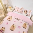 thumbnail image 3 of Erosebridal Kids Cute Capybara Twin Bedding,Boys Girls Cartoon Bow Animal Duvet Cover Set,2pcs,No Comforter,Pink Reversible, 3 of 5