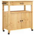 thumbnail image 1 of vidaXL Kitchen Trolley Rolling Cart on Wheels Living Room Solid Wood Pine, 1 of 6