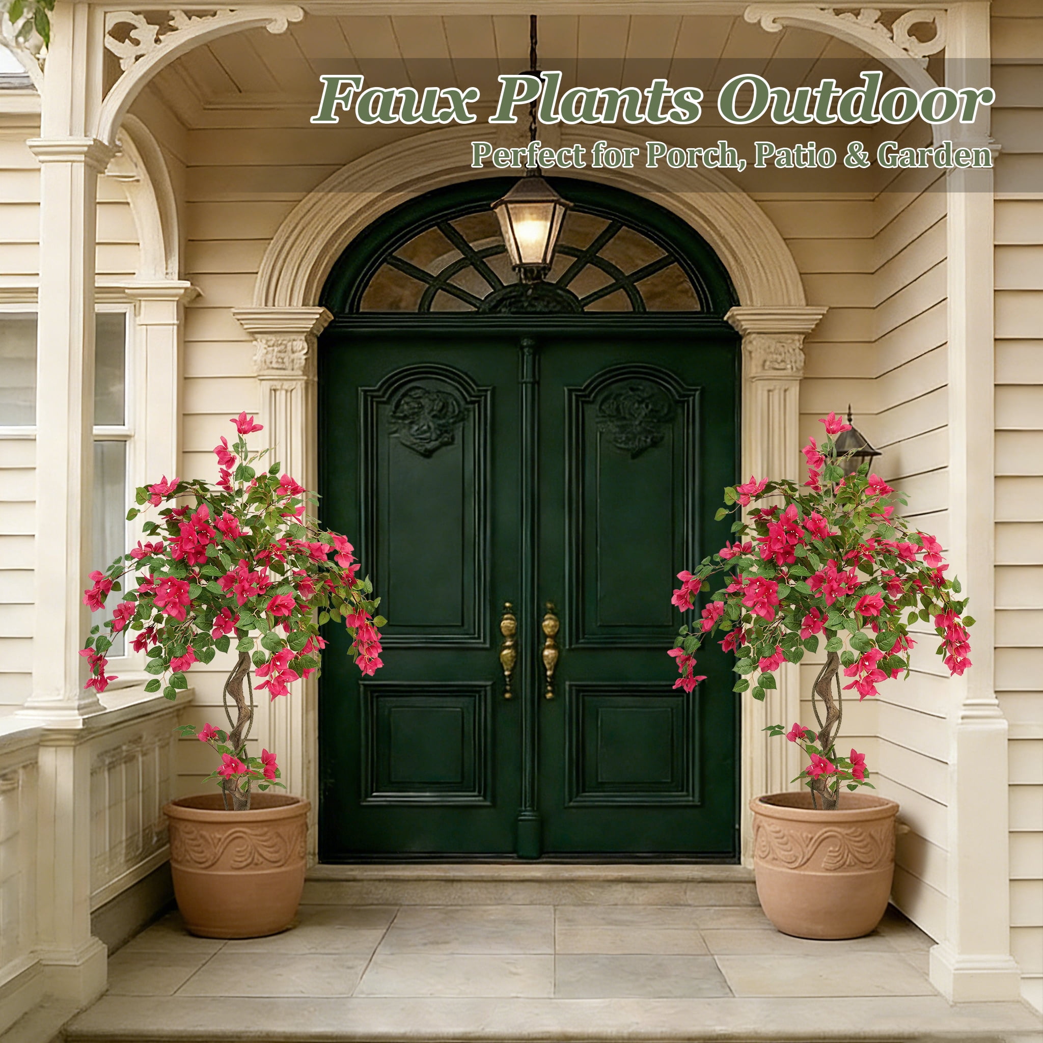 OLIVIVI Faux Bougainvillea Flowers Tree 4FT Tall Artificial Pink Flowers Plant for Home Office Decor Indoor Outdoor Fake Lifelike Potted Tree with Wood Branches 1 pack