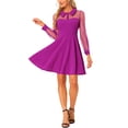 thumbnail image 1 of INSPIRE CHIC Robe de Soirée Rétro à Col Plat en Maille Manches Lanterne Évasées Violette m, 1 of 5