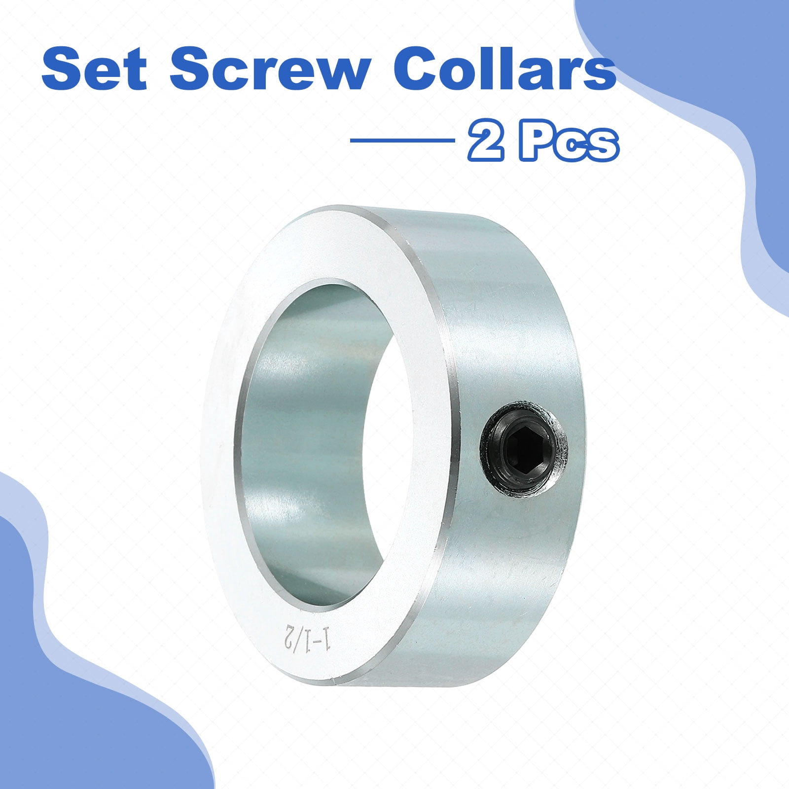 2pcs Set Screw Collars 1-1/2" Bore Carbon Steel Shaft Collars, 2-1/4" OD, 3/4" Width Lock Axle Collar Clamp