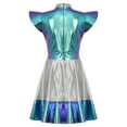 thumbnail image 3 of TiaoBug Girls Halloween Alien Dresses Cap Sleeve High Waist Metallic A-Line Dress Space Dress Up Blue 12, 3 of 7
