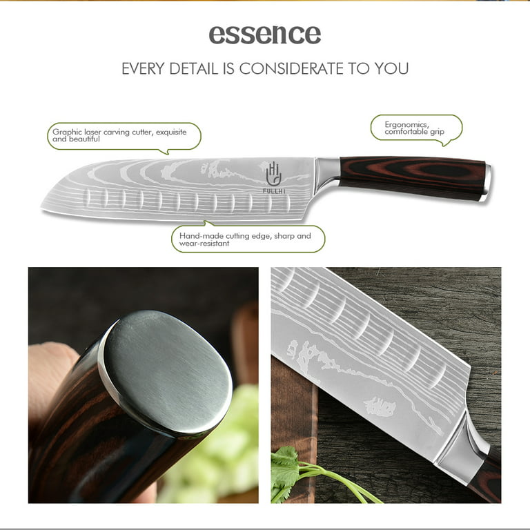  FULLHI Stainless Steel 14pcs Japanese Knife Set, 9pcs Kitchen Knife  Set with Knife Sheath and Knife Bag: Home & Kitchen