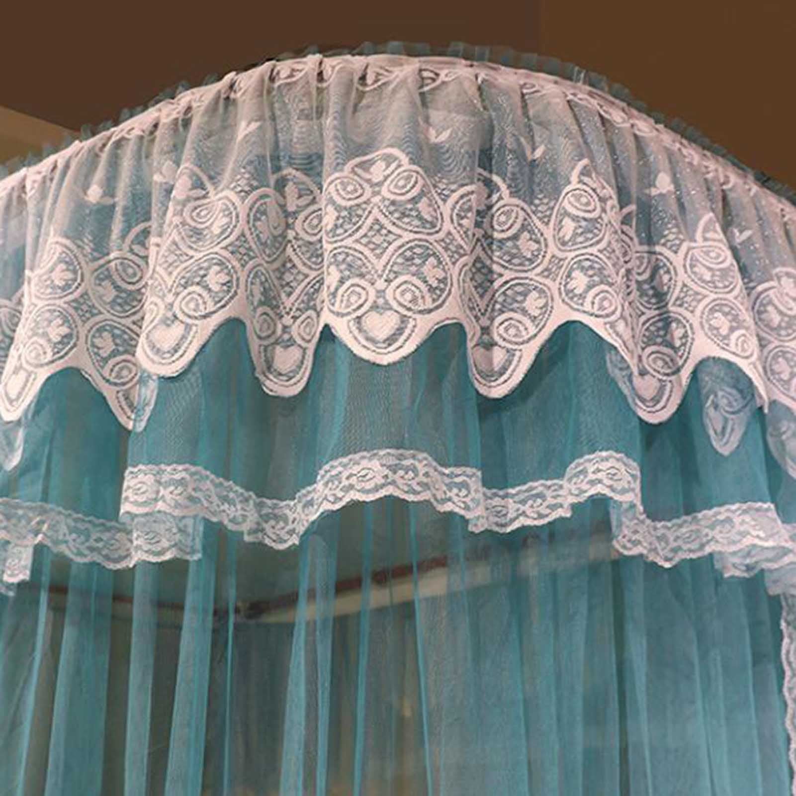 Canopy with Ruffles, U-shaped Double Tier Mosquito Net for Girls Bedroom,Bed Frame Curtain Brackets,Bedroom Decoration