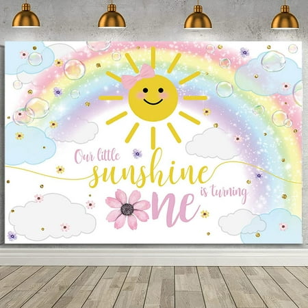 Image of AIBIIN 7x5ft Sunshine Baby Shower Backdrop Our Lit