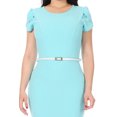 thumbnail image 5 of Women's Casual Solid Puff Sleeves Midi Dress with Belt, 5 of 6
