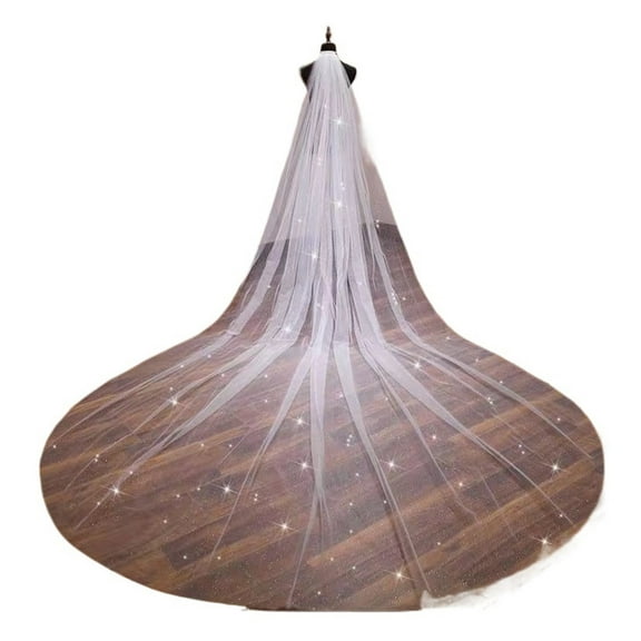 Elegant Champagne Color Bridal Fingertip Veil with Shiny Edge - Single Tier Wedding Veil with Comb