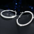 thumbnail image 4 of Anvazise Elegant Big Circle Round Hoop Earrings Women Rhinestone Inlaid Wedding Jewelry Silver, 4 of 12