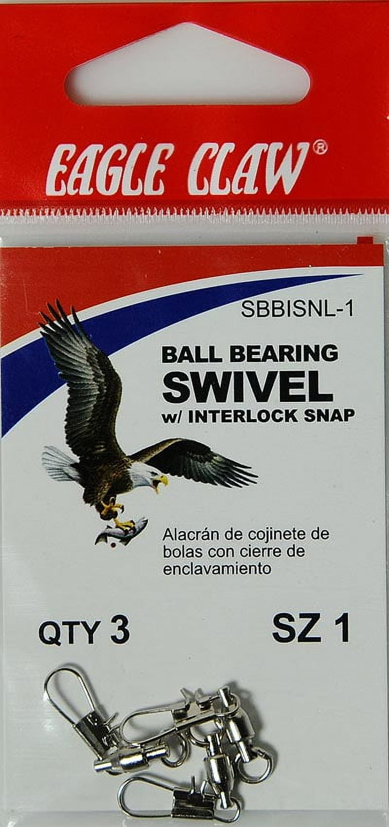 (4 pack) Eagle Claw Nickel Bearing Swivel with Interlock Snap, Size 1