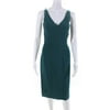 Pre-owned|Michael Kors Womens Back Zip Sleeveless V Neck Sheath Dress Green Wool Size 2