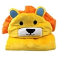 thumbnail image 1 of Manta con capucha para niños, suave y acogedora, de terciopelo coral, con forma de animal, para bebés y niños, con diseño de león amarillo., 1 of 12